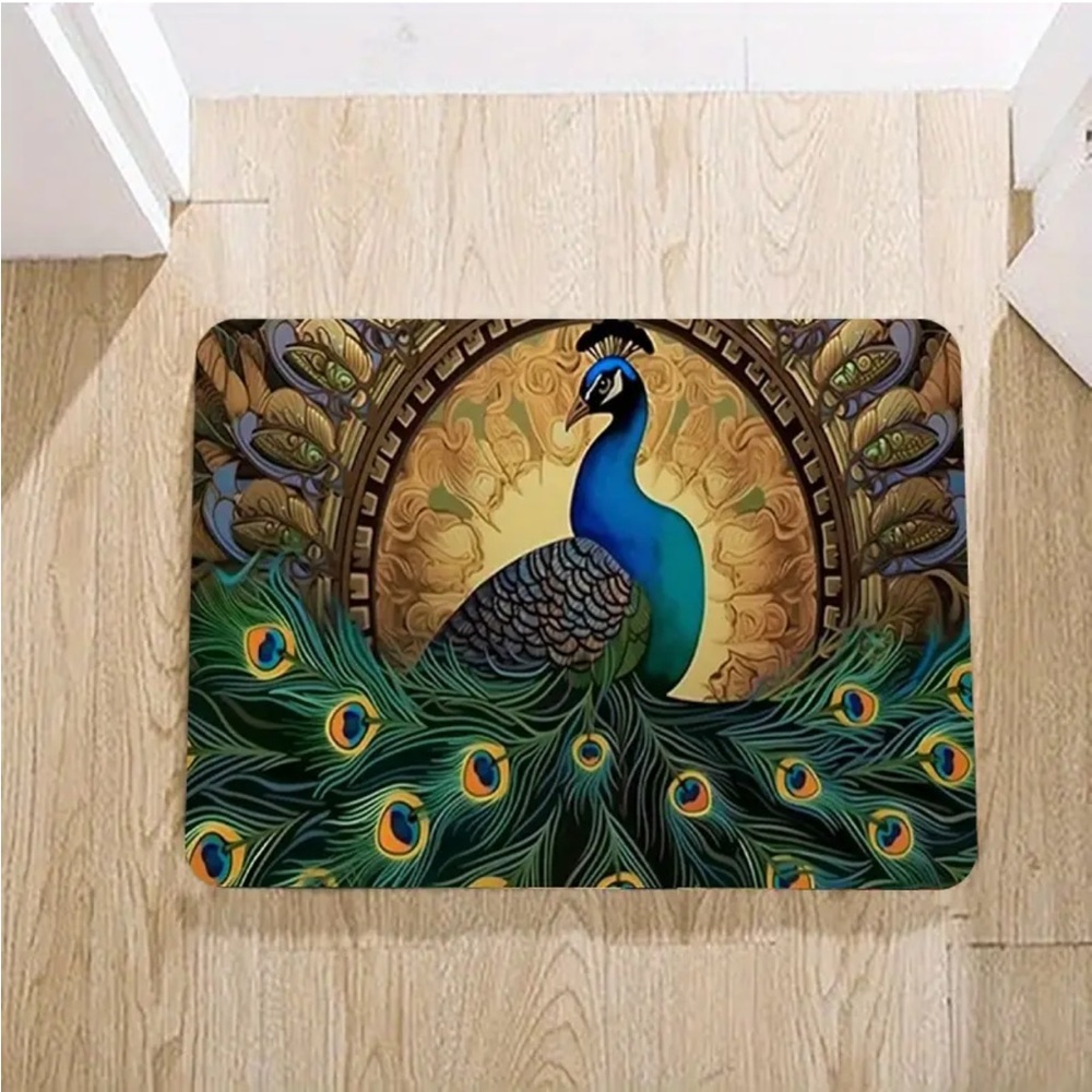 Retro Peacock Floor Mat - Vintage Look